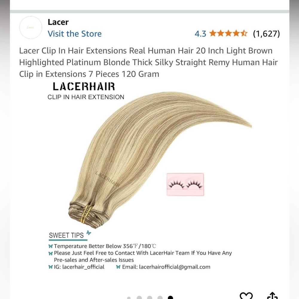 #7 Clip In Hair Extensions Light Brown Highlighted Platinum Blonde 20 inches